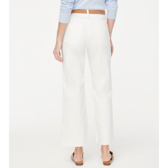 J.Crew Wide-Leg Cropped Jean WMNS 29 White Denim Hi-Rise All-Day Stretch Raw Hem - Picture 2 of 9